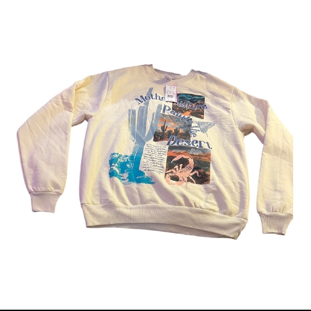 Unisex Cream Graphic Sweater‎